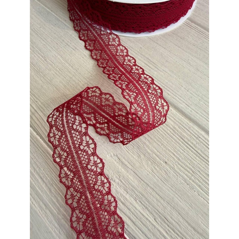 Мереживо 3 см " Тонке 328 " бордо  45 метрів