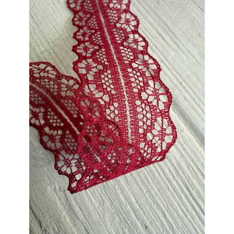 Мереживо 3 см " Тонке 328 " бордо  45 метрів