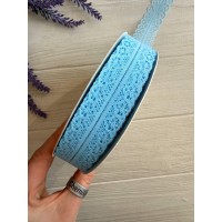 Кружево 3 см  " Тонкое 328 "  голубое 45 метров