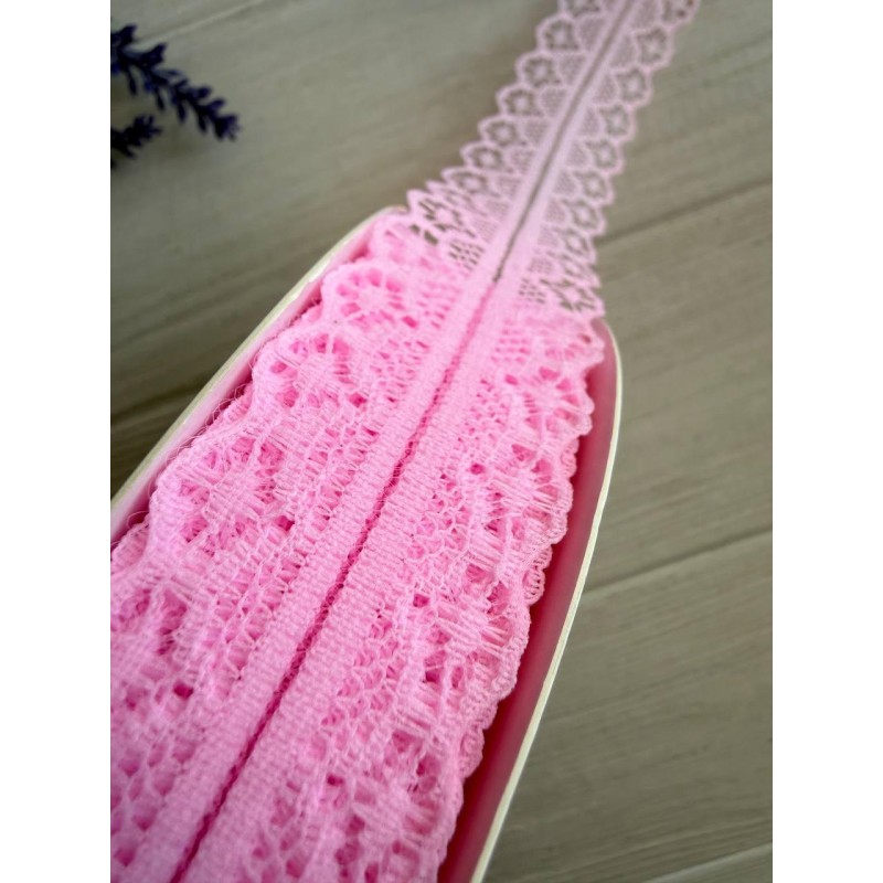 Мереживо 3 см " Тонке 328 " рожеве  45 метрів