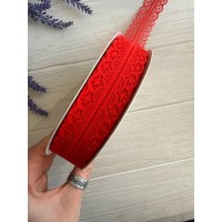 Кружево 3 см  " Тонкое 328 "  красная 45 метров