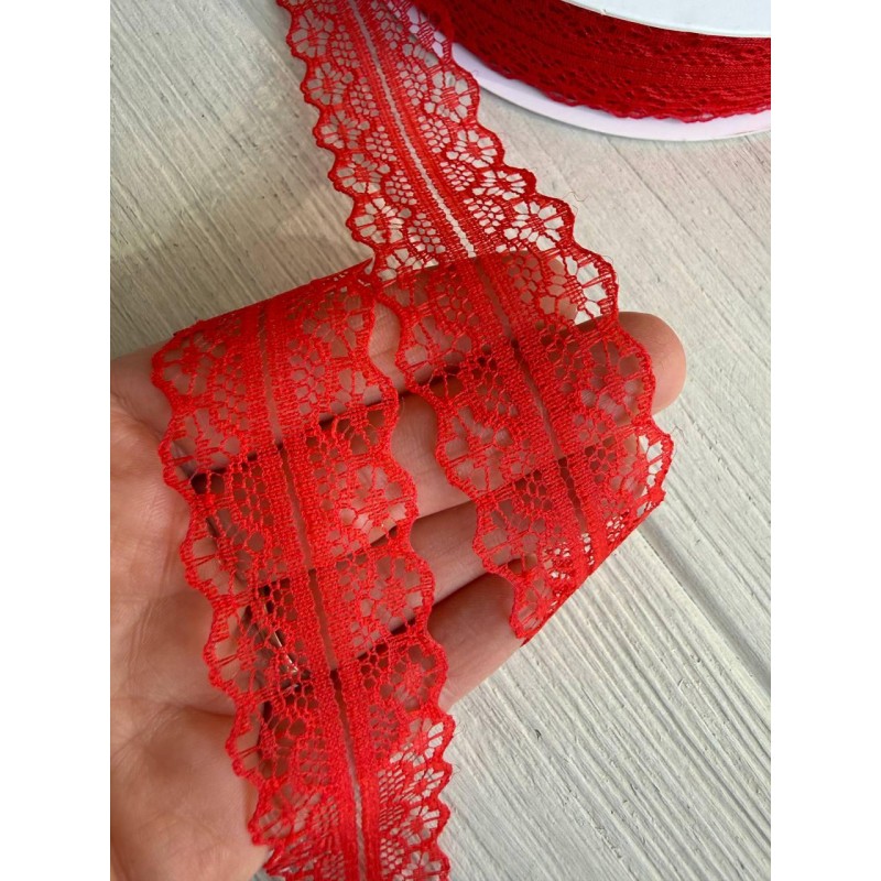 Мереживо 3 см " Тонке 328 "  червона 45 метрів