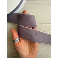 Стрічка оксамитова "4 см" світло сіра  27 метрів