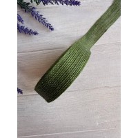 Стрічка мішковина  2.5 см оливковий 10 метрів