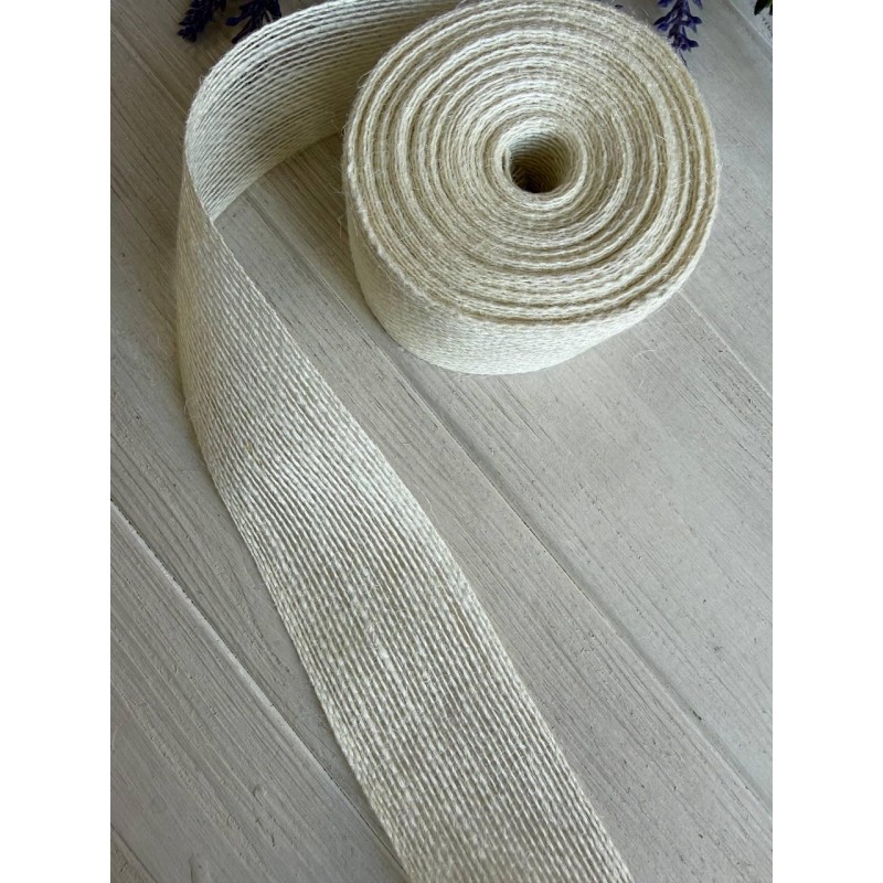 Стрічка мішковина 4 см білий 10 метрів