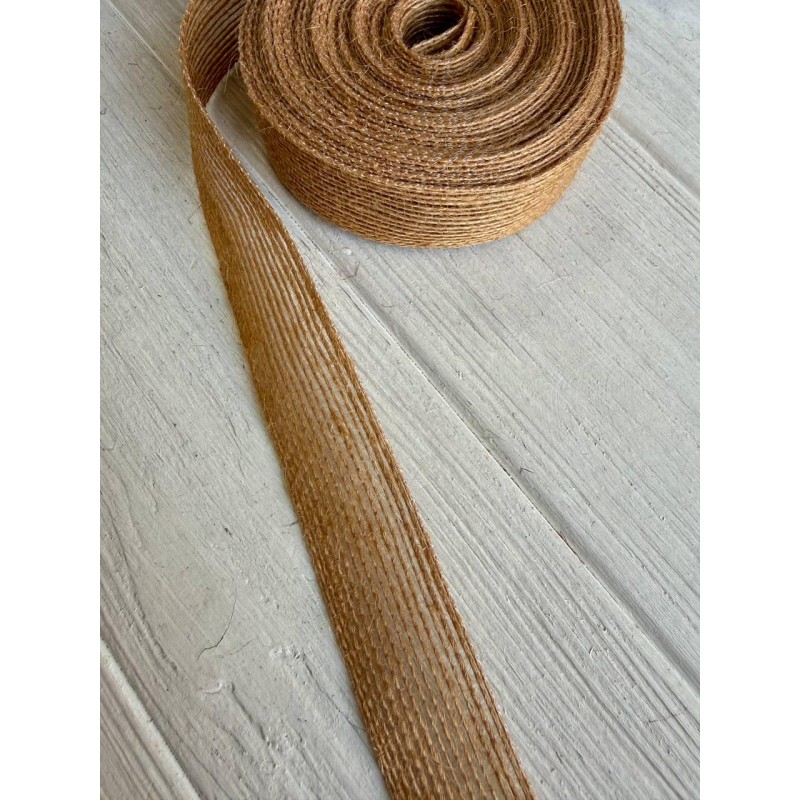 Стрічка мішковина  2.5 см мокко 10 метрів