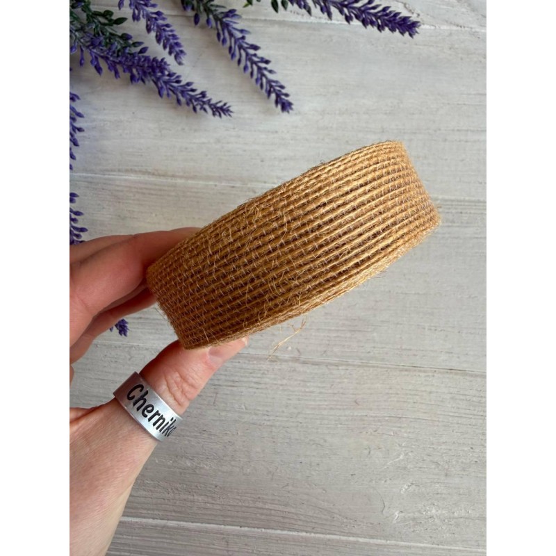 Стрічка мішковина  2.5 см мокко 10 метрів