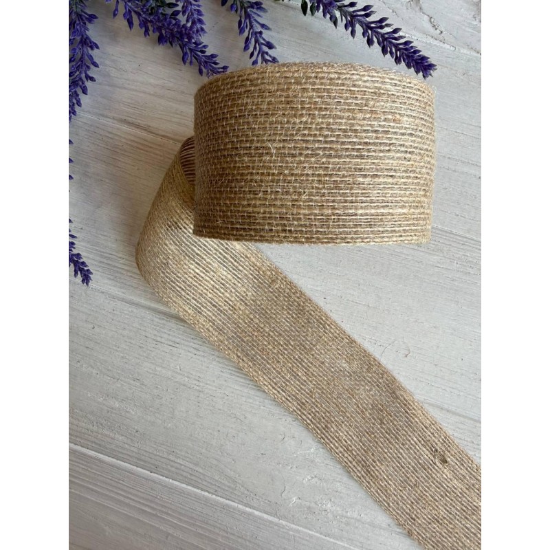 Стрічка мішковина  4 см натуральний 10 метрів