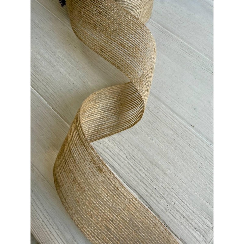 Стрічка мішковина  5 см натуральний 10 метрів