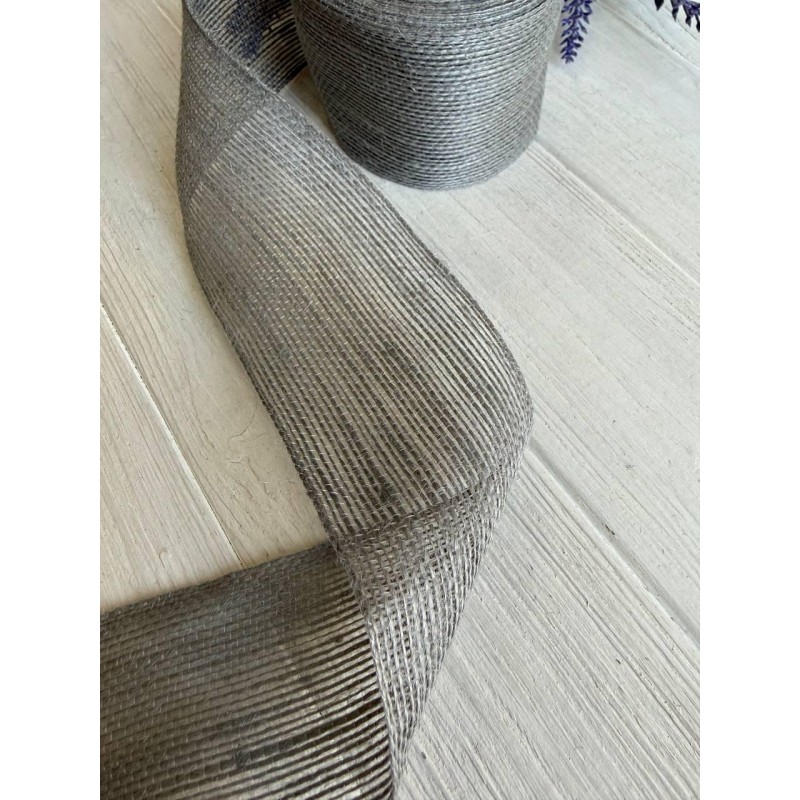 Стрічка мішковина  5 см сірий 10 метрів