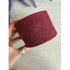 Стрічка мішковина 6.5 см бургунді 10 метрів