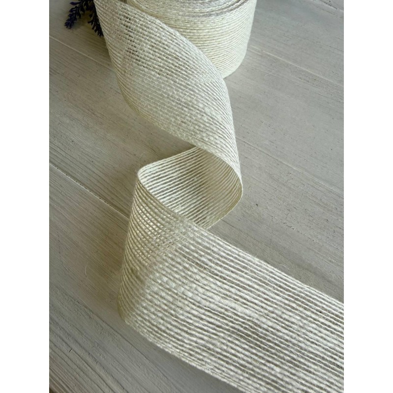 Стрічка мішковина  6.5 см білий 10 метрів