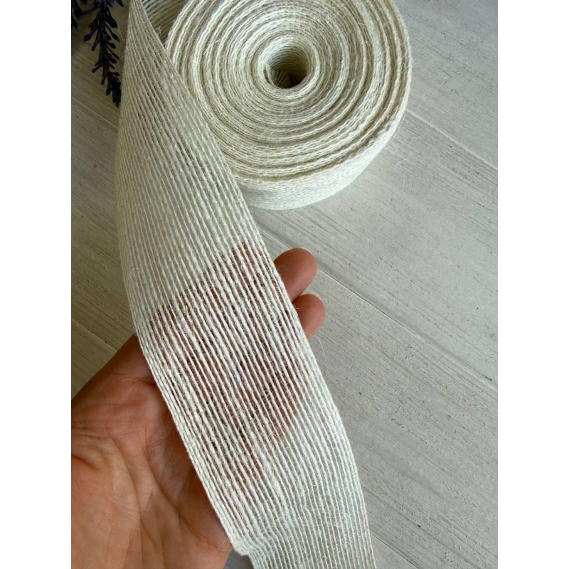 Стрічка мішковина  5 см білий 10 метрів