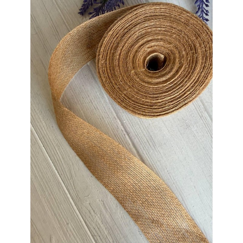 Стрічка мішковина  4 см мокко 10 метрів