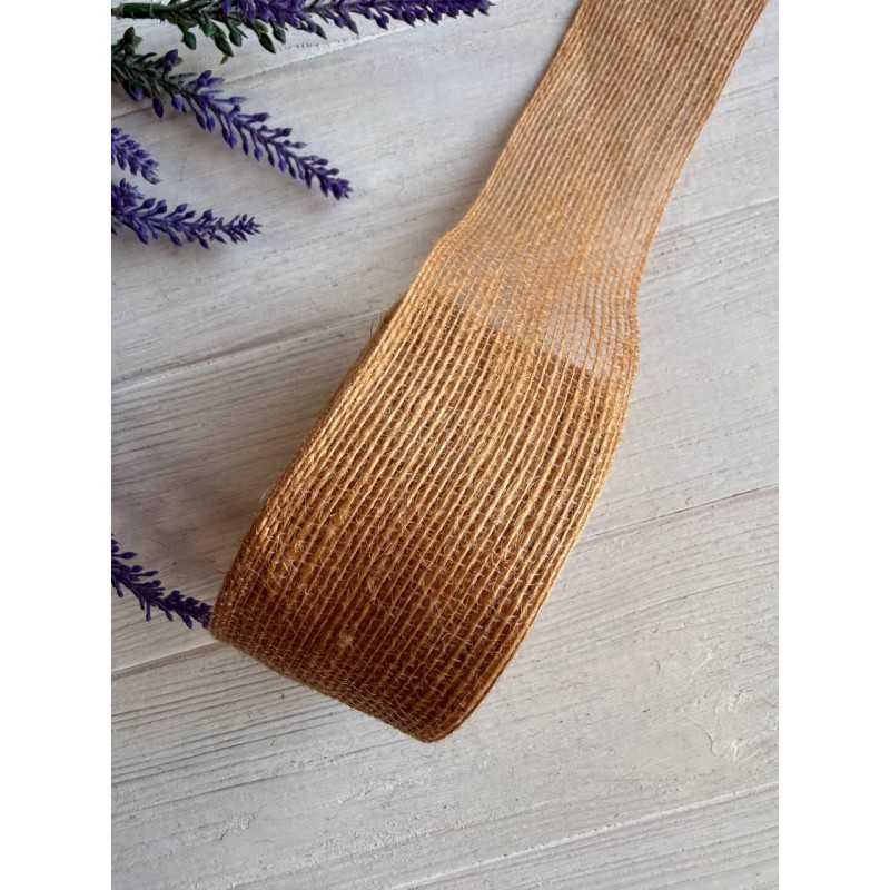 Стрічка мішковина  5 см мокко 10 метрів