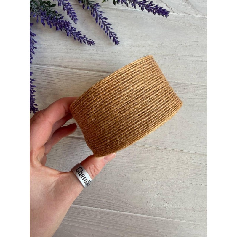 Стрічка мішковина  4 см мокко 10 метрів