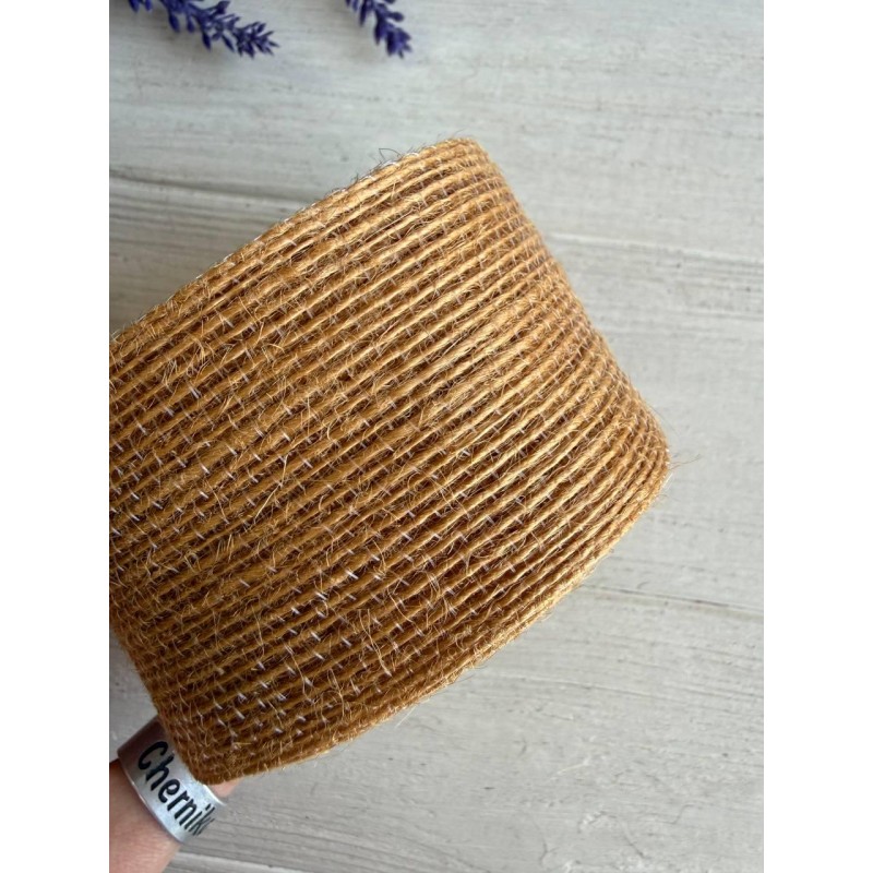 Стрічка мішковина  6.5 см мокко 10 метрів