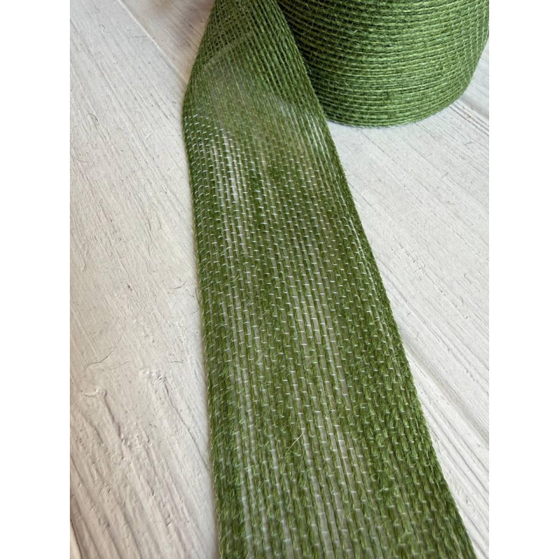 Стрічка мішковина  4 см оливковий 10 метрів