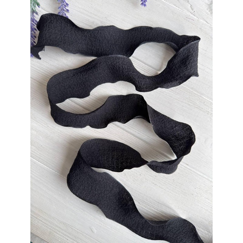 Стрічка  4 см " Хвиля " чорна 9 метрів