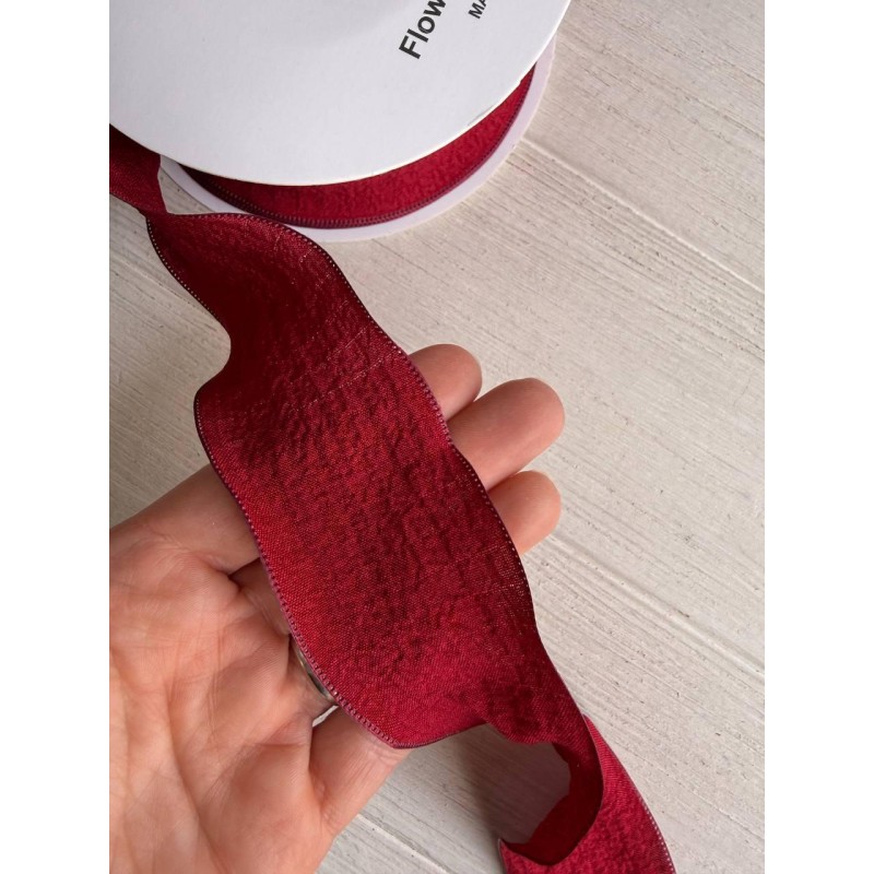 Стрічка  4 см " Хвиля " бордо  9 метрів