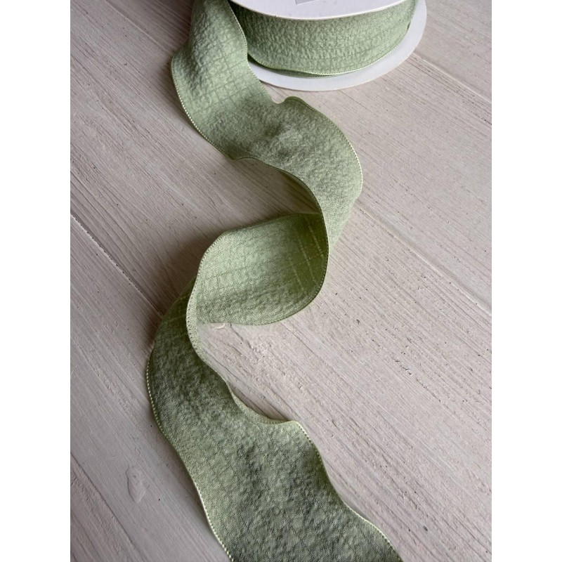 Стрічка  4 см " Хвиля " запорошений зелений 9 метрів