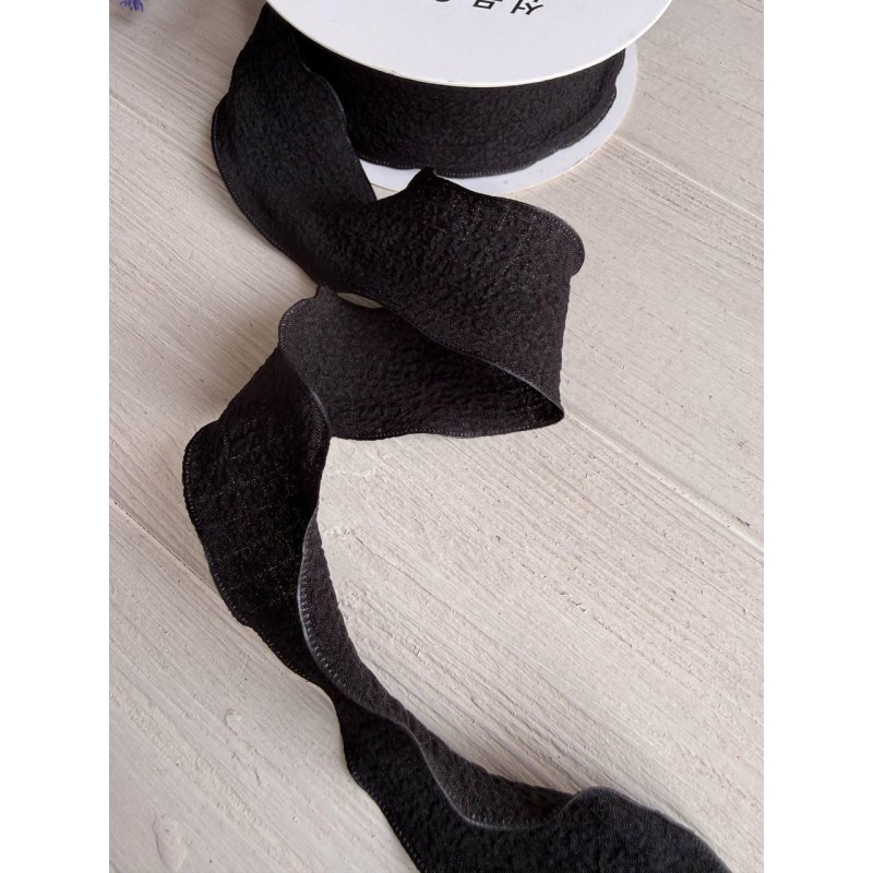 Стрічка  4 см " Хвиля " чорна 9 метрів