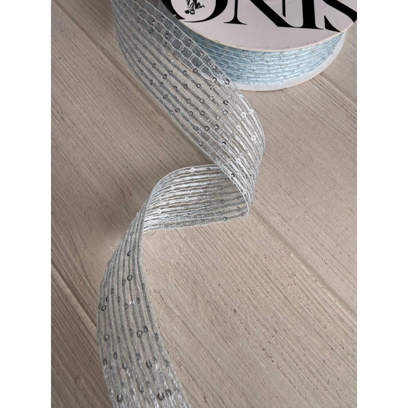 Стрічка  3,0 см " Паєтка " голубая 15 ярдів