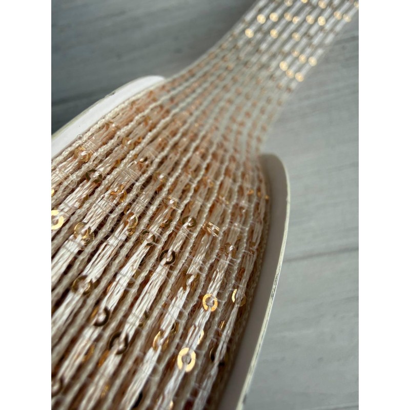 Стрічка  3,0 см " Паєтка " світло коричнева 15 ярдів