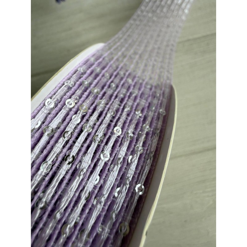 Стрічка  3,0 см " Паєтка " фіолетова 15 ярдів