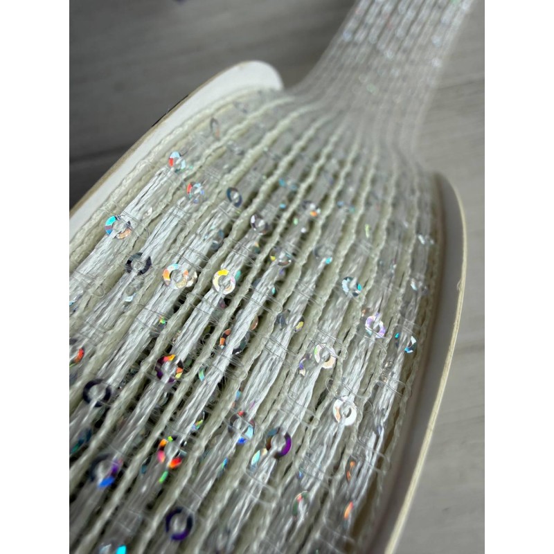 Стрічка  3,0 см " Паєтка " біла 15 ярдів