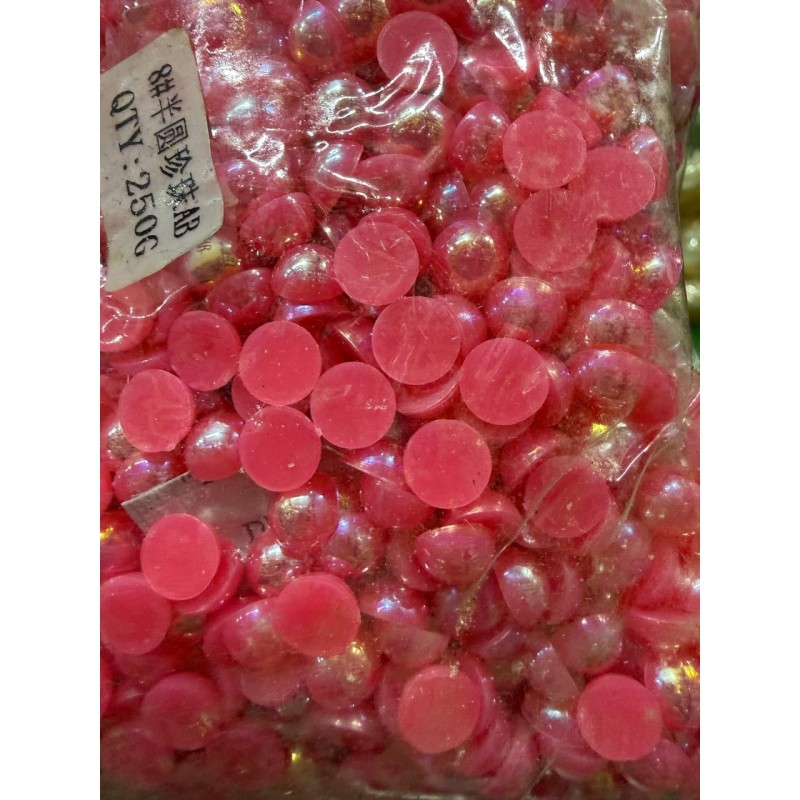 Напівперлини 8 мм ,яскраво рожеві АВ   250 грамів