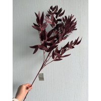 Ветка искусственная длинная с тонкими листьями " 3142 ", марсала 1 шт