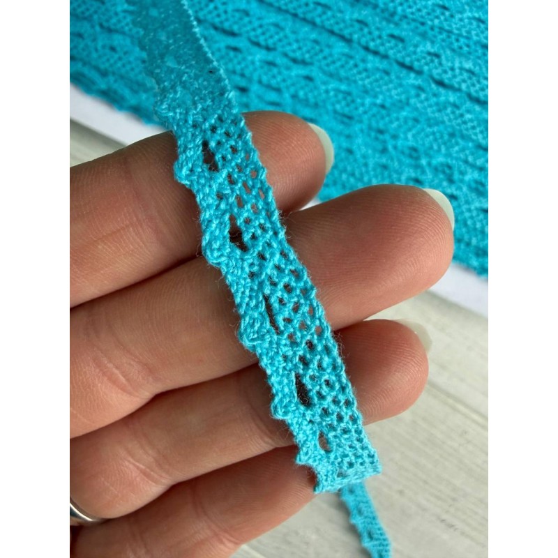 Кружево  030  голубое    РУЛОН 45  метров