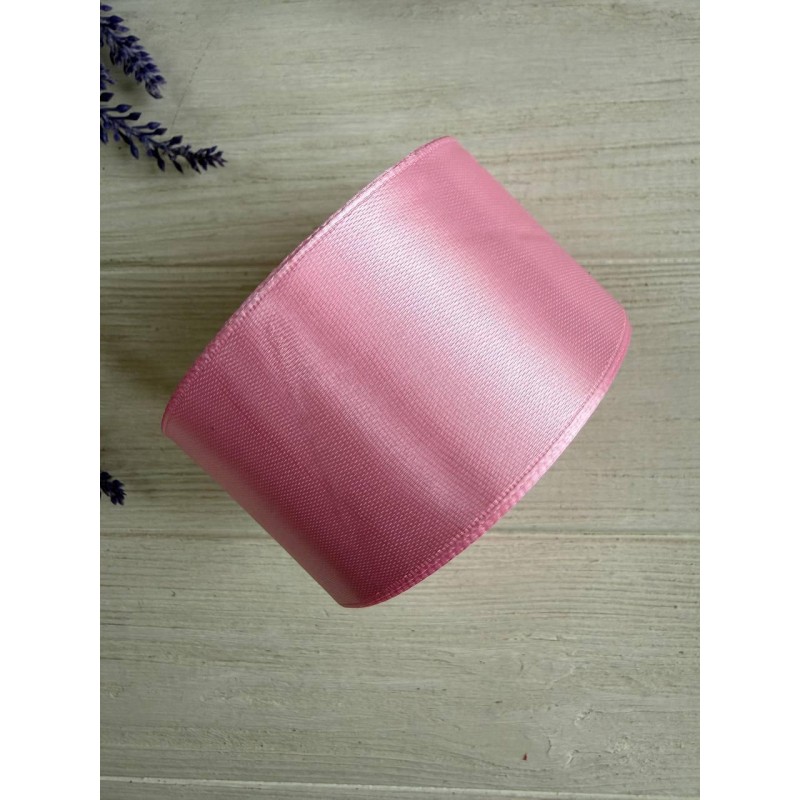 Стрічка атласна 5 см рулон  рожево лілова #197 32,5 метра