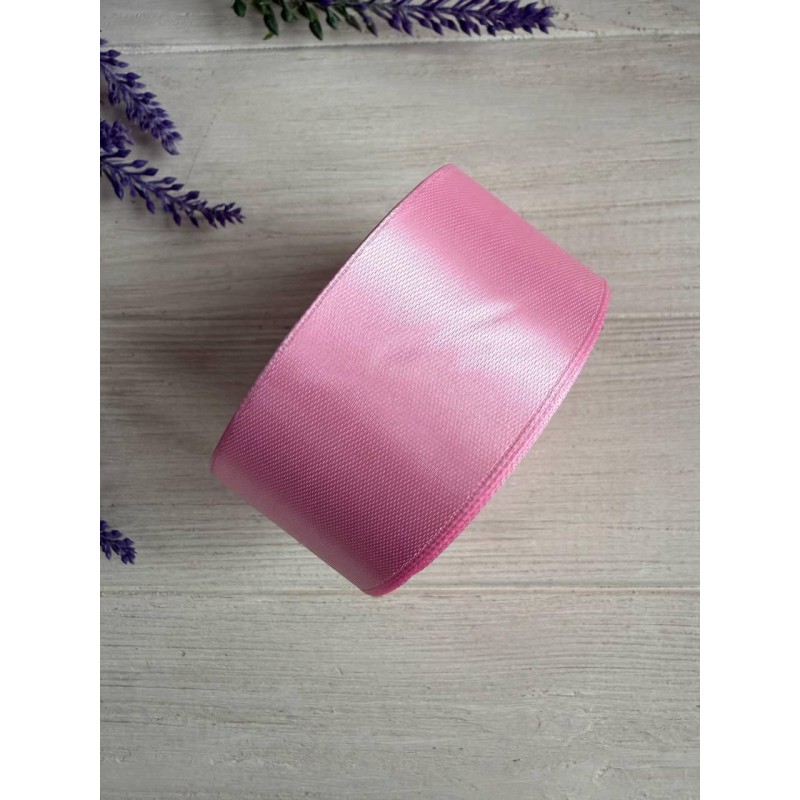 Стрічка атласна 4 см рожево лілова #197  рулон 32,5 метра