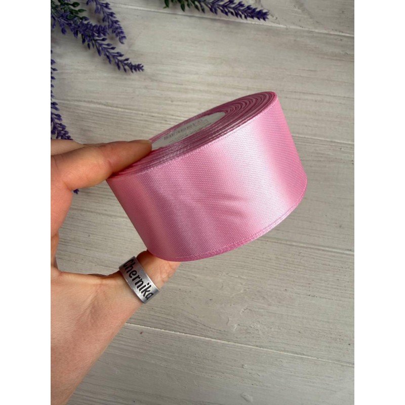 Стрічка атласна 4 см рожево лілова #197  рулон 32,5 метра