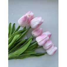Тюльпани  букет, рожеві з білим   9 шт