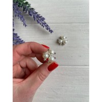 Серединка  " Цветочек тройной  " серебро 10 шт