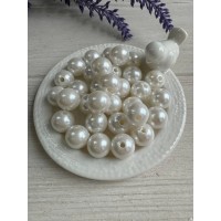 100 грам бусины круглые  "Жемчуг " молочный 12 мм