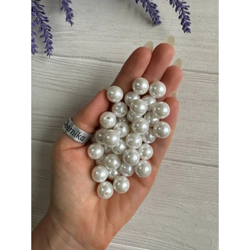 100 грам бусины круглые  "Жемчуг " молочный 12 мм