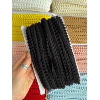 Тесьма  " Мелкие помпоны " черная 22,5 метра