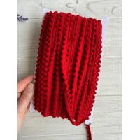 Тесьма  " Мелкие помпоны " темно красная 22,5 метра