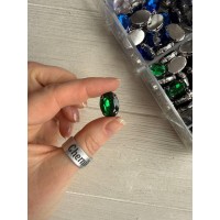 Стрази в цапах пришивні Овал 13*18 мм темно зелені  200 шт