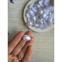 Половинка Капля жемчужная 13 *18 мм , белая  20 грамм
