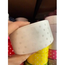Репс  в горох 4 см молочный 22,5 метра
