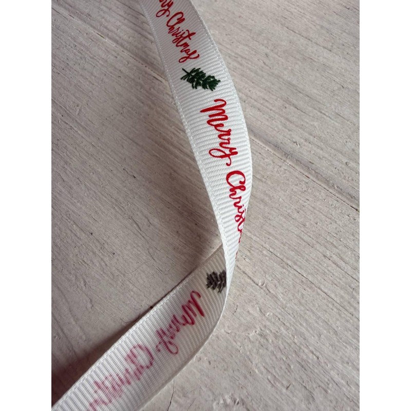 Репс  " Merry Christmas + веточка 30351 " 1,5 см  22,5 метра