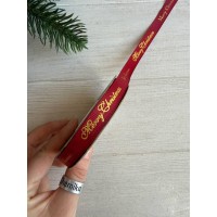 Репс  " Merry Christmas 30359 "  1,0  см  золотая надпись бордовая 18 метров