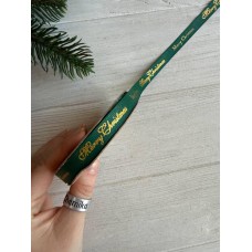 Репс  " Merry Christmas 30368  " 1,0 см золотий напис темно зелений  18 метрів