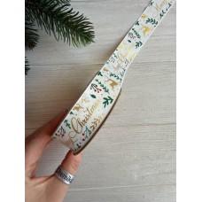 Репс  " Merry Christmas 30365  " 2,5 см золотий напис  18 метрів