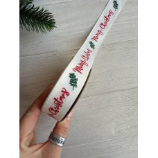 Репс  " Merry Christmas + гілочка 30352  " 2,5 см  22,5 метри